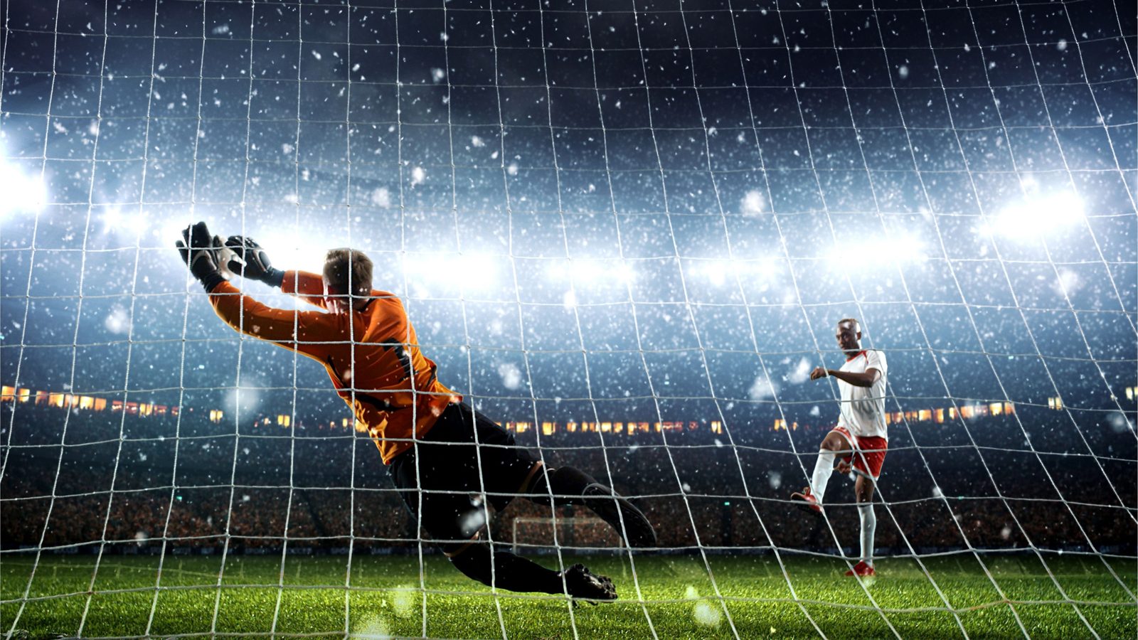 Replay frame sequence showing a goal from three camera angles